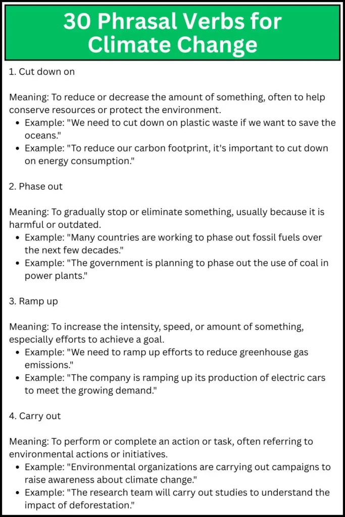 30 Phrasal Verbs for Climate Change