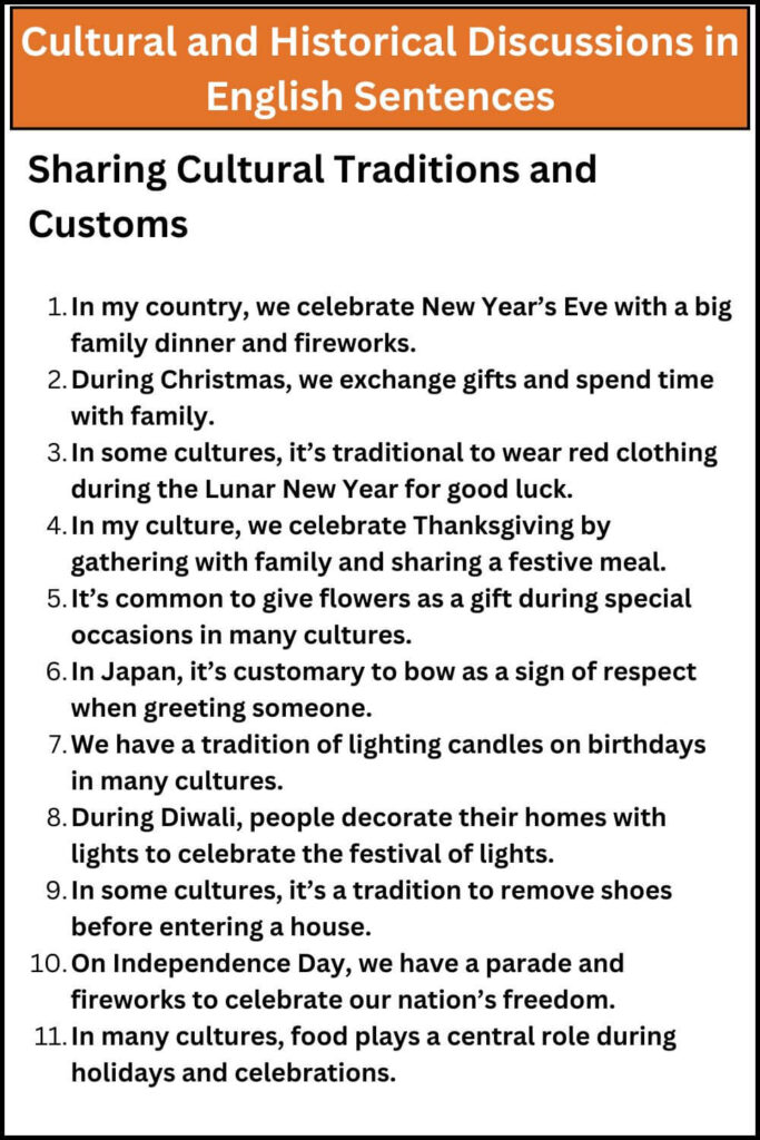 Cultural and Historical Discussions in English Sentences