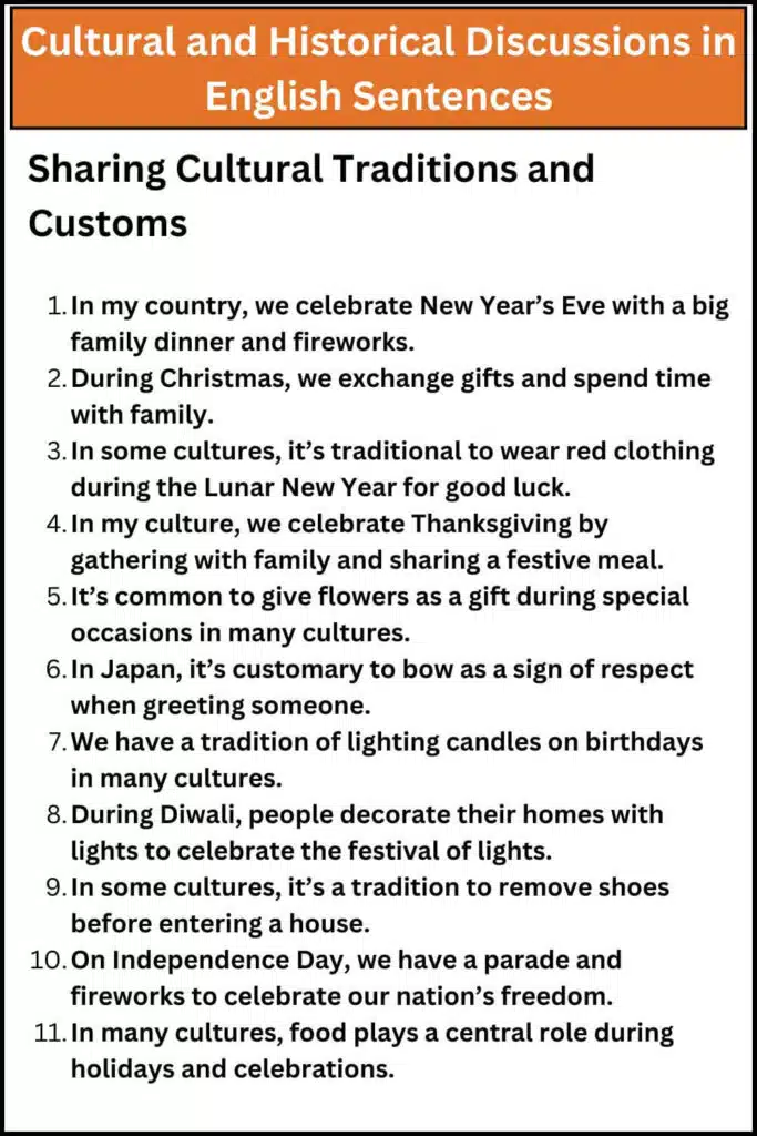 Cultural and Historical Discussions in English Sentences