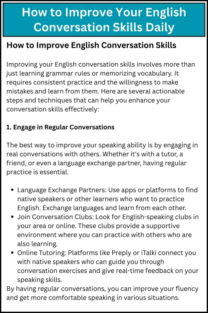 How to Improve Your English Conversation Skills Daily