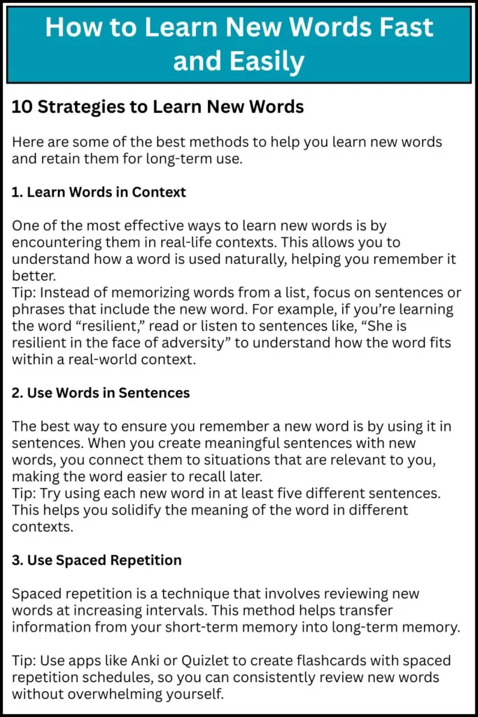 How to Learn New Words Fast and Easily