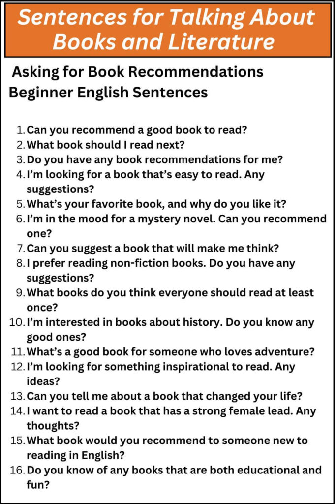Sentences for Talking About Books and Literature in English