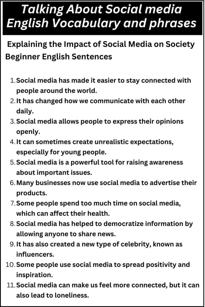 Talking About Social media English Vocabulary and phrases