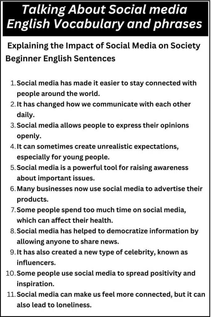 Talking About Social media English Vocabulary and phrases