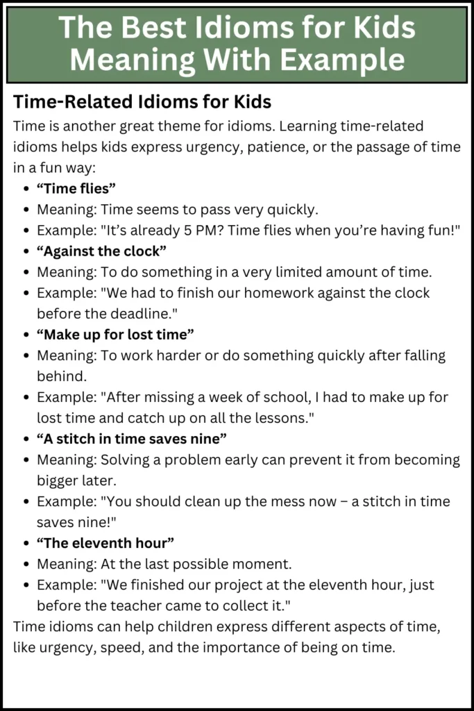 The Best Idioms for Kids Meaning With Example