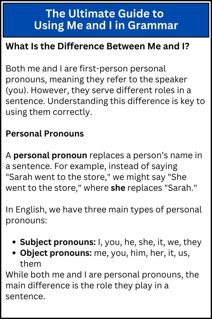The Ultimate Guide to Using Me and I in Grammar