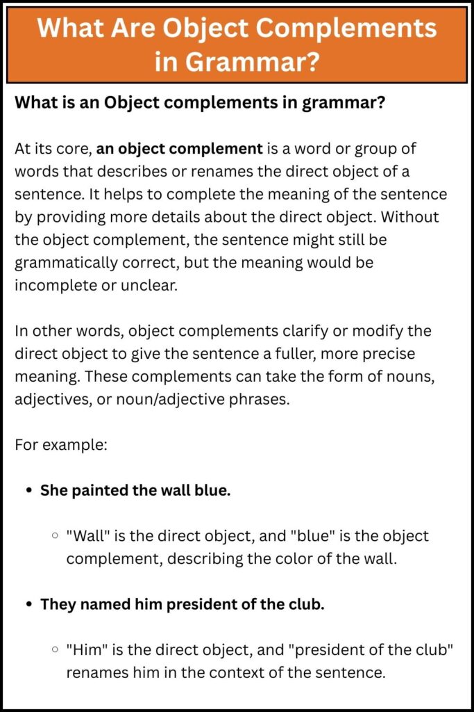 What Are Object Complements in Grammar
