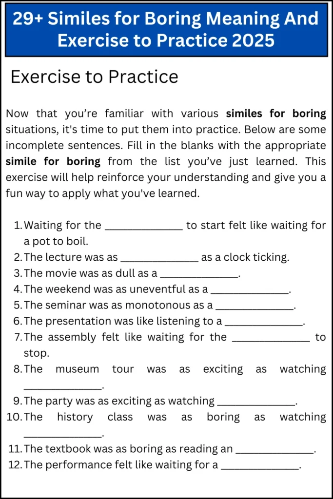 29+ Similes for Boring Meaning And Exercise to Practice 2025