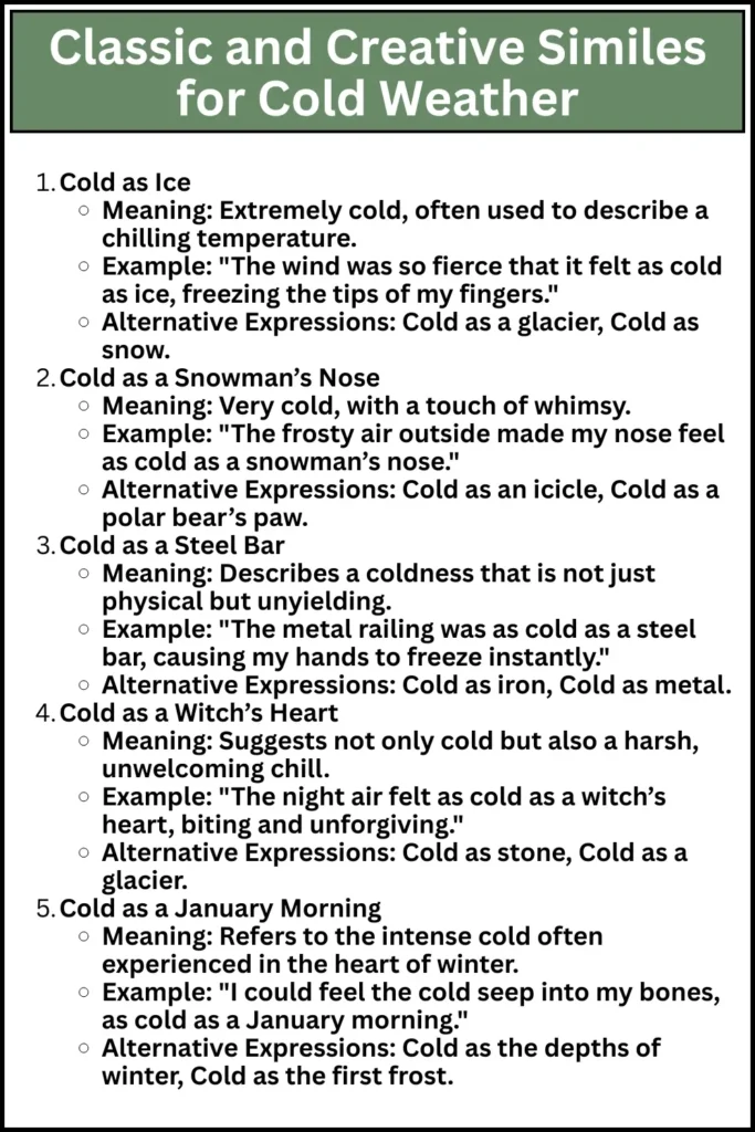 Classic and Creative Similes for Cold Weather