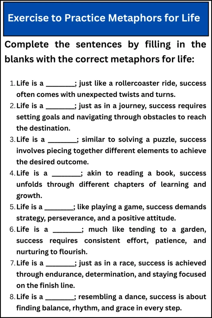 Exercise to Practice Metaphors for Life