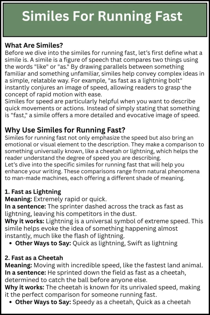 Similes For Running Fast