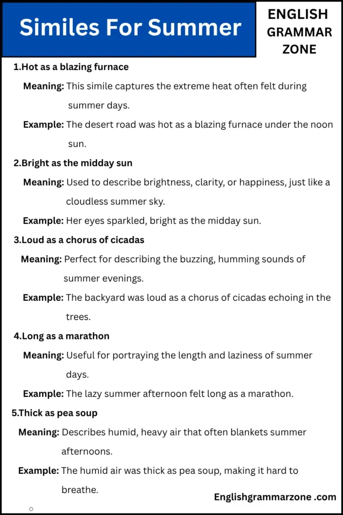 Similes For Summer
