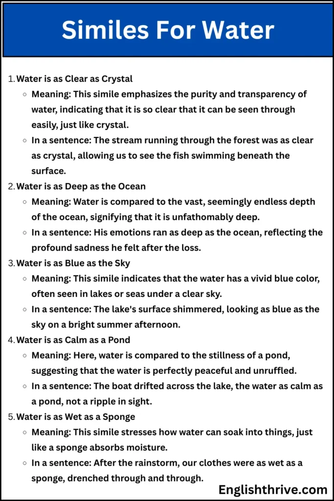 Similes For Water