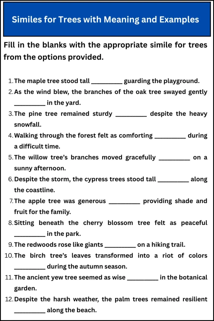 Similes for Trees with Meaning and Examples