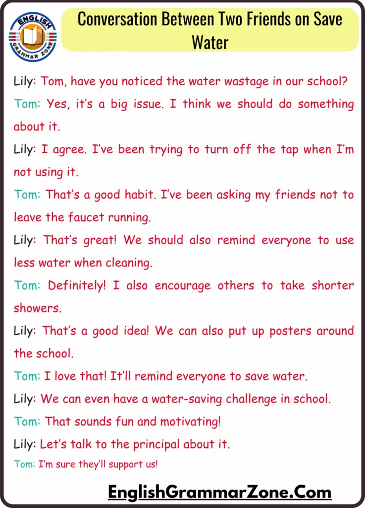 Conversation Between Two Friends on Save Water